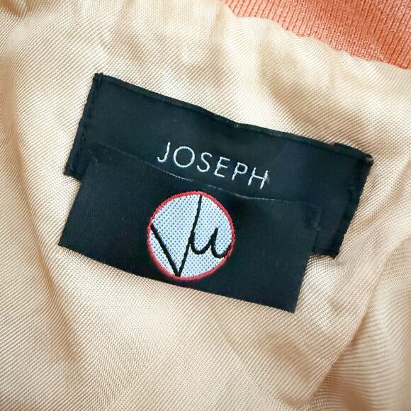 JOSEPH | Luxury Satin Bomber Jacket Coral Peach Butterfly Appliqué | 38, Medium - Picture 9 of 13